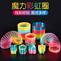 Magic Rainbow Ring Tower Spring Ring Luminous Professional Elastic Circle Baby Boy Girl Childs Puzzle Toys Early Teach Boy