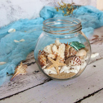 Shell-filled glass bottle conch drifting bottle natural beach healing system ocean bottle colored sand