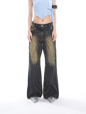 taobao agent CCUP Space Temperature Design Sensory Wash, Old Development Design Sensory Yellow Mud low waist Daddy jeans