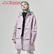 KAPPA KAPPA outlets female spring windbreaker long woven coat hooded cardigan long sleeve jacket New
