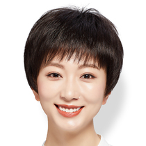 Wig female short hair mothers full headgear middle-aged and elderly simulation summer short hair real natural daily real hair