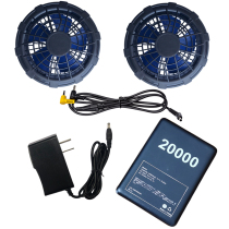 Clothes men charging air conditioning with fans in summer cooling heatstroke working windy force refrigeration full range of accessories