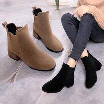 Frosted booties children with 2020 New thick heel round head fashion boots ladies Chelsea boots a pedal