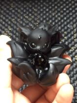 Natural obsidian original stone carving pieces handlebar ornaments elf Nine-Tailed Fox doll girl heart Zhaocai Wangtao flower