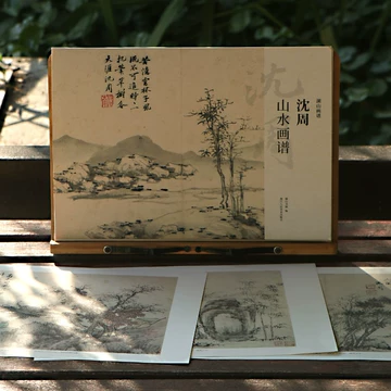 沈周山水 YS4938 中国掛軸 絹本 山水画 風景画 総重量:935g 本紙:105.3cm×