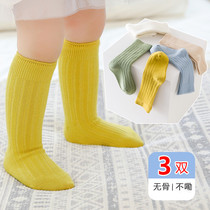 Boneless baby midline socks autumn and winter baby socks cotton loose mouth not boy long leg socks solid color girl socks