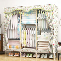 Assembly simple wardrobe solid wood storage cabinet non-woven wardrobe storage rack wardrobe single double folding children