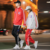 Couple sports suit men and women Spring Autumn Korean trend hip hop loose student leisure running class suit two sets