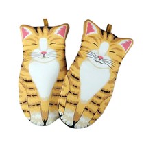 Manufacturer wholesale bursting pure cotton kitty oven glove baking thermal insulation gloves microwave oven anti-burn gloves