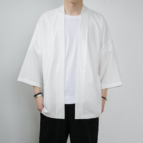 Summer ice silk cardiovert male 70% sleeves Short style cloak with wide sleeves Chinese Wind Han clothes Road Gown Sunscreen Cloak