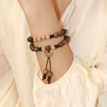 The Locust Order is a late green sandalwood fingertie female retro couple bracelet natural sandalwood taste of Buddha bead handdress ancient air gift
