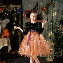 Halloween childrens costumes masquerade witches dress girls witches party dress cos performance suits