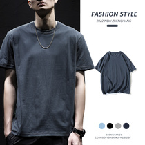 250g American heavy pound pure cotton short sleeve T-shirt male large code pure color t inner hitch base paragraph round collar half sleeve bottom shirt tide
