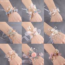 Girl Princess Girl Performance Handwear Wedding Flower Children Wedding Dress with Ornaments Brackets Flower Wrist Flower