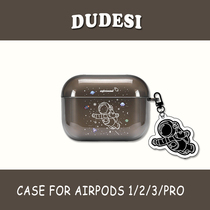 Creative transparent black star astronaut suitable for AirPods protective cover AirPodsPro3 generation Apple airpods2 generation wireless Bluetooth headset Protective case tide soft anti-drop