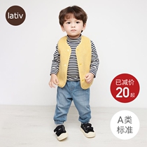lativ honestly clothes baby knit denim pants bunny pants tannins pants trousers A class fall new baby boy clothing