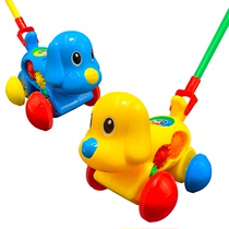 Childrens push and push music hand push toy Baby toddler stroller Aircraft outdoor toy pusher Dog with sound
