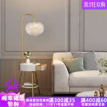 Net red feather floor lamp living room ins Wind girl Nordic light luxury bedroom bedside table lamp vertical desk lamp integrated