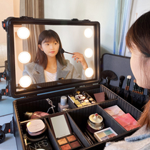 Makeup Bona fashion large mirror lever with lamp makeup box professional makeup artist portable tattoo tool storage box