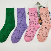 Autumn and winter Net red socks female fun pattern long smiling face Super fire Korean ins tide cute Street socks