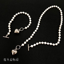  Shake coins in South Korea Dongdaemun designer brand sterling silver 925 love pearl necklace bracelet somi same paragraph