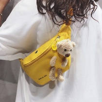 2021 new girls  bag summer canvas bag female tide cute student chest bag ins bag shoulder messenger fanny pack