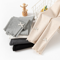 Elastic Girl Beats Bottom Pants Spring Autumn Slim outside wearing white baby New pants Children Spring and autumn money Long pants pure cotton