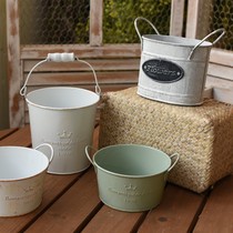Retro Tin Flower Barrel Flowerpots American Vases Iron Art Floral Flowers Silo Flowers in Blossom Barrel Display Decorations 564