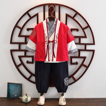 Hanfu boys spring and autumn Chinese style costume three-piece baby year old dress Tang suit childrens performance suit