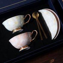 Creative bone china lovers coffee cup cup pair of high-grade ceramic mug gift box to send wedding companion gift