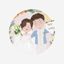Wedding Watercolor Style Wedding Invitation Gift Design Cartoon Q Edition Hand-painted Head Customized Couple Photo Animation