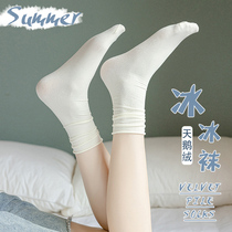 Pile of socks womens spring and summer thin ice socks Velvet socks womens tube socks ins tide solid color long socks summer