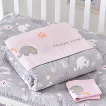 Baby quilt cover cotton children quilt cover single piece Class A cotton gauze cartoon embroidery kindergarten small quilt cover gray