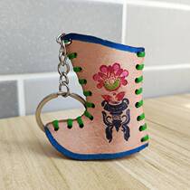 Mongolian characteristic key chain pure cowhide small boots shape handmade painted key chain grassland tourist souvenir