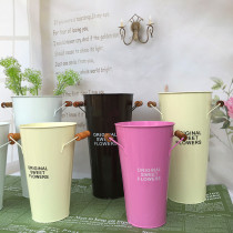 Dried flowers flower flower arrangement bucket pastoral home accessories flower bucket flower pot flower flower flower shop tin barrel wake up flower