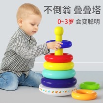 Baby baby toys 0-1-3 years old childrens puzzle Tower rainbow stacked music set circle layer early education 6-12 months