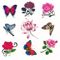 3D waterproof long-lasting tattoo stickers collarbone flower stickers cute flowers rose butterfly hipster girl cover scar