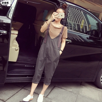 Pregnant womens straps pants suit outside wear fashion spring and summer two-piece leggings thin tide hot mom summer