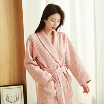 Pure cotton upscale Huafg bathrobe Womens Thickened Pyjamas Water Absorbent Speed Dry Full Cotton Hotel Bath Clothing Spring-style Home Conserve