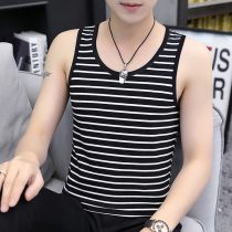 Pure cotton all-cotton mens vest striped sea soul shirt trendsetters personality harness crossbar wearing sleeveless bottom summer