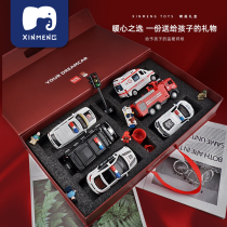 Alloy police car ambulance fire truck gift box set car model simulation toy car Children boy toy