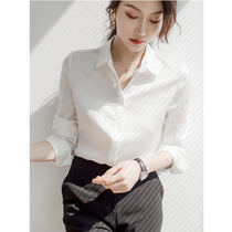 White Shirt Woman Spring New Delicate Brief About Long Sleeve Fashion Breathable Silk Sliding Satin Career Casual Lining