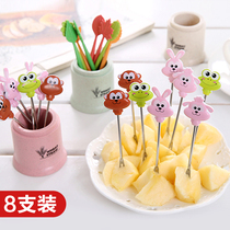 Fruit fork set creative cute cartoon home stainless steel fruit stick European children baby safety fork