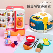 Childrens house kitchen large simulation refrigerator toy boys and girls 3-6 years old 5 puzzle early education birthday gift