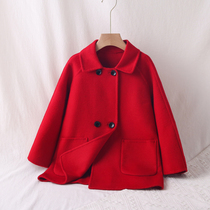2021 new childrens wear double-sided cashmere coat autumn and winter girls boy baby woolen coat childrens coat Foreign