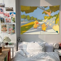 Cute duck ins background cloth girls bedroom bedside hanging cloth cartoon wall cloth rental bed and breakfast decoration tapestry large
