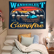 Retro American background cloth Camping wall decoration Bedroom bedside hanging cloth Rental dormitory live room layout tapestry