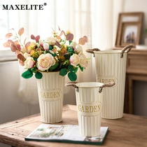 Wake up flower bucket Household flower bucket Florist dry flower flower decoration flower arrangement iron bucket Iron bucket vase flower pot Dry flower bucket