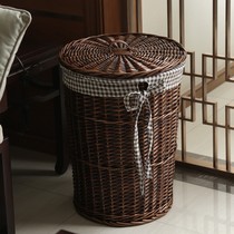 Storage basket Dirty clothes basket Rattan woven dirty clothes storage basket with cover Dirty clothes basket Debris storage frame Chunjia willow basket