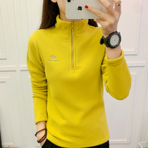 2021 Autumn Winter Ladies Outdoor Half Cardigan Stand Collar Fleece Fleece Fleece Top Warm Breathable Sports Sweater